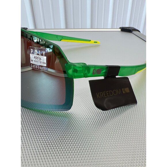 Kreedom Polycarbonate Sports Sunglasses UV Protection Green Yellow Cycling NEW - Picture 3 of 6